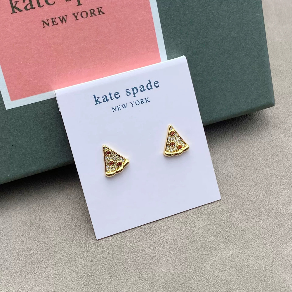 kate spade Pizza Earrings Gold Plated Full Diamond Dainty Trendy